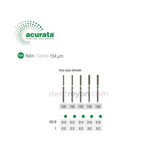 Acurata Elmas Frez Düz Uçlu Silindir Yeşil Kuşak-158-014